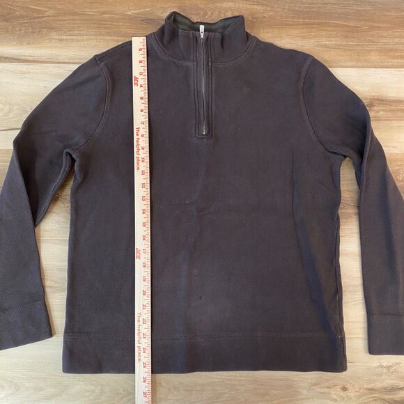 Faconnable Sweater Mens Medium Brown Cotton 1/4 Zip Mock Neck - Picture 5 of 10